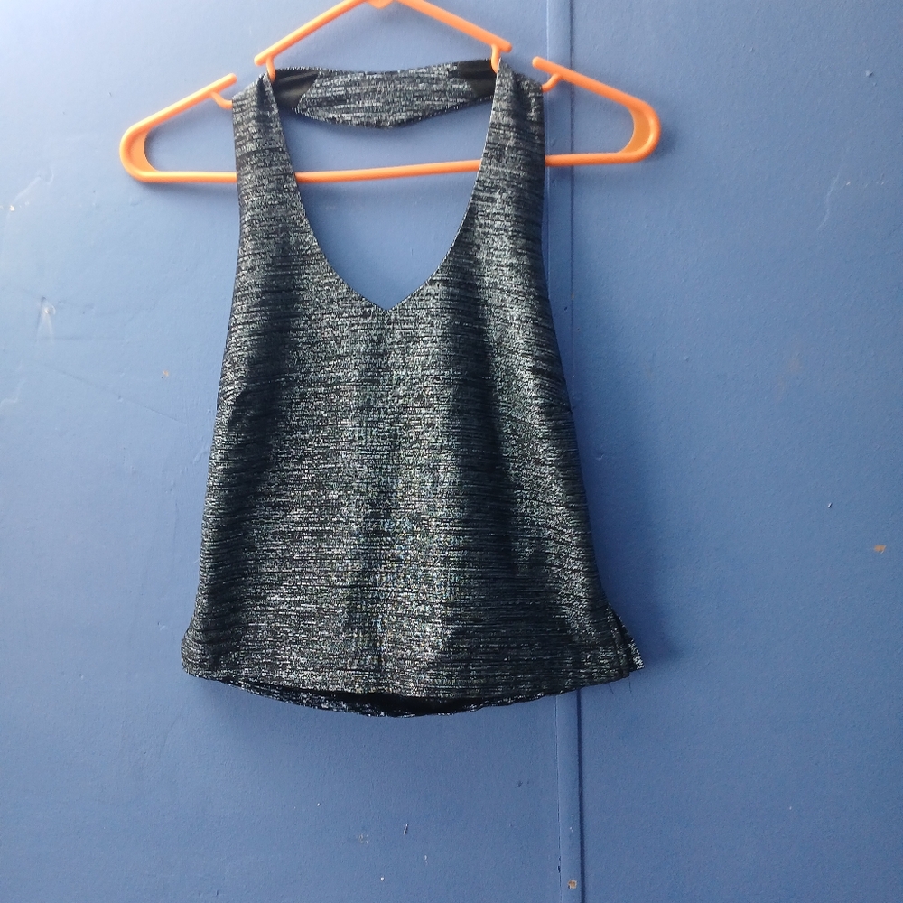Aqua Blu Black Sleeveless Crop Top